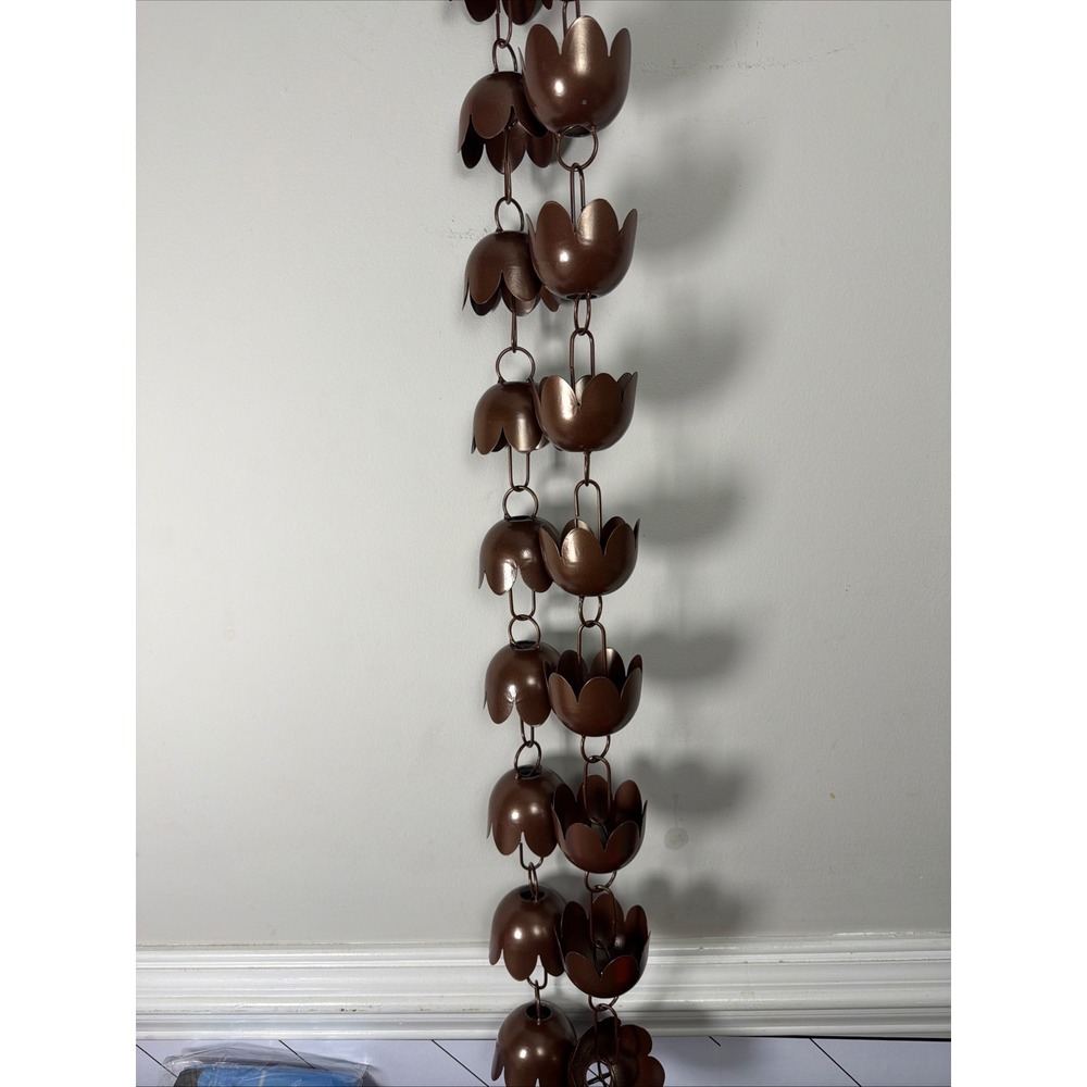 Rain Chain Garden Decor Copper Double Strand Tulip 48in